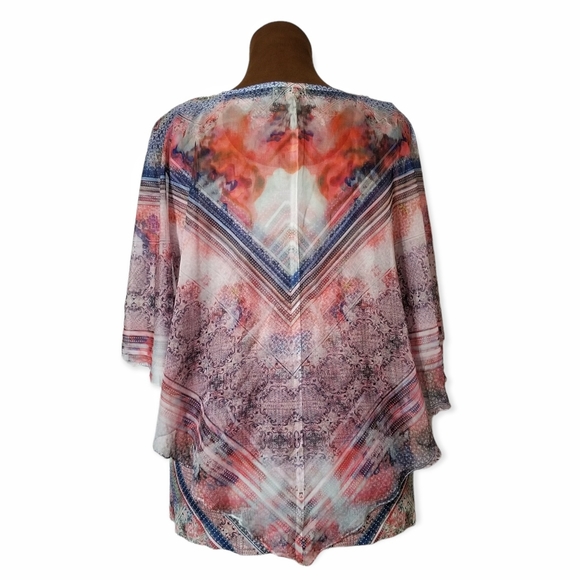 NWT One World 2PC Set 1X | Boho Festival Poncho Shawl & Tank Top Maxi Print - Picture 3 of 9